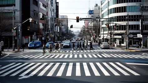 The Busy Pedestrians Walk Over The Zebra Crossing In Tokyo Background