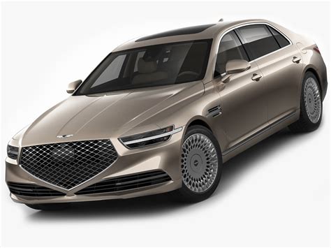 The adjacent rendering does not provide a peek inside the cabin, but prototypes of the 2022 g90 have been caught with the digital instrument cluster and touchscreen infotainment housed side by side in a single piece of glass. Genesis g90 2021 model - TurboSquid 1577008