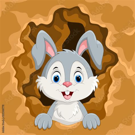 Cute Rabbit Out Of The Hole Stock Image And Royalty Free Vector Files