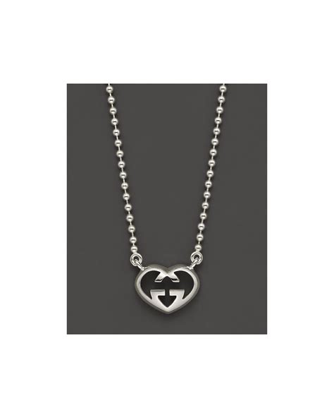 Gucci Love Britt Heart Pendant Necklace In Sterling Silver 16 In White
