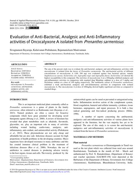 PDF Evaluation Of Anti Bacterial Analgesic And Anti Inflammatory