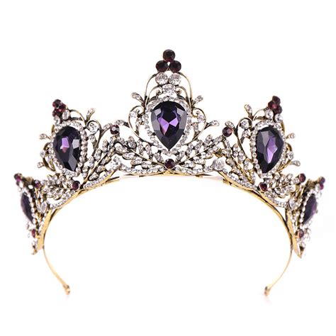 Purple Crystal Wedding Tiara Bridal Crown For Wedding Bride Vintage