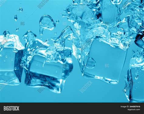 Ice Cubes Blue Water Image And Photo Free Trial Bigstock