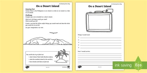 Ks1 On A Desert Island Worksheet Resource Teacher Made