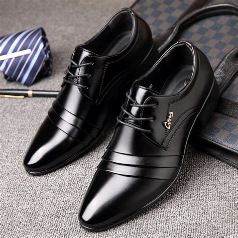 British Style Men Business Dress Shoes Pu Leather Black Pointy Formal Wedding Shoes Zapatos De