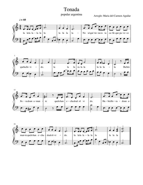 Tonada Sheet Music For Piano Solo
