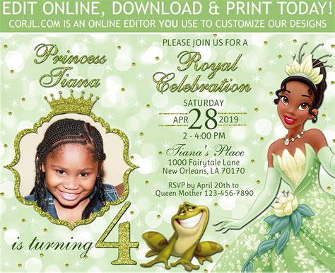 Princess And The Frog Invitation Tiana Personalized Digital