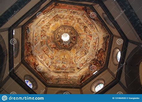 Painted Dome Of The Catholic Church In Florence Italy Stock Image