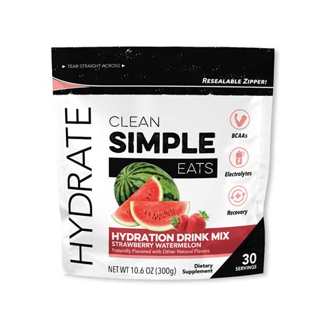 Hydrate Strawberry Watermelon Hydration Drink Mix 30 Serving Bag