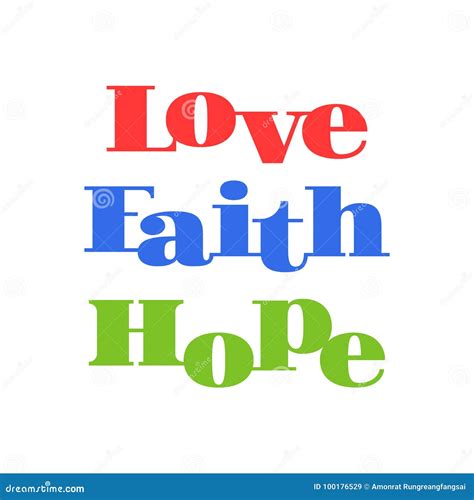 Faith Hope Love Vector Wording Design Lettering Minimalist Three