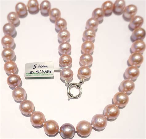 Freshwater Pearl Necklace Nice Big Pink 12 13mm With Sterling Silver