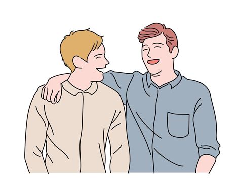 Two Friends Are Showing Joyful Expressions Hand Drawn Style Vector