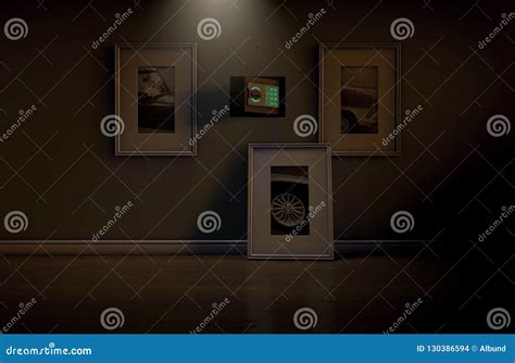 Open Hidden Wall Safe Behind Picture Editorial Stock Image