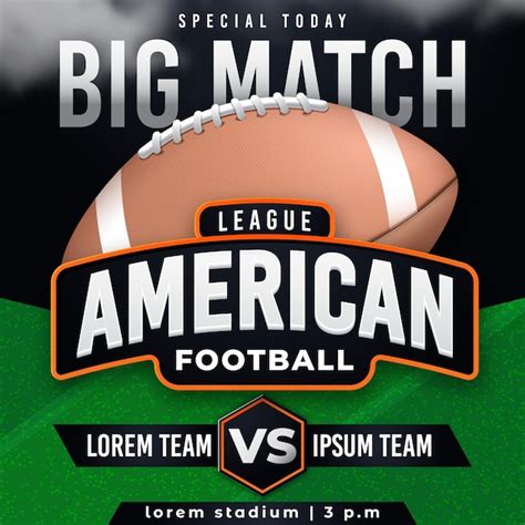 Premium Vector American Football Square Banner Template For Big Match