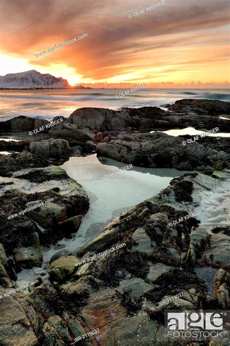 Evening Mood At Skagsanden Beach Near Flakstad Flakstadsøya Lofoten