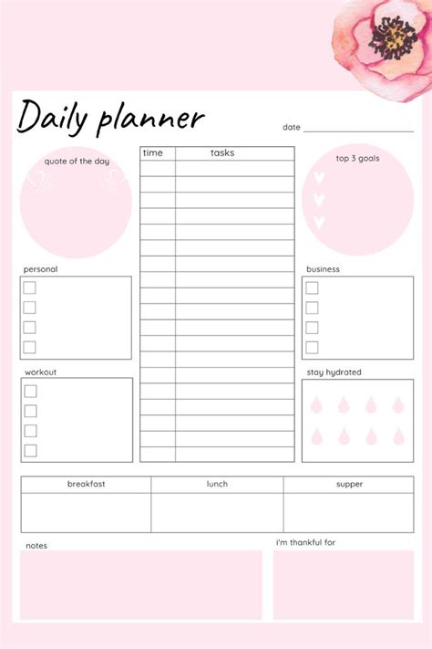 Daily Task Organizer Work Printable Instant Download Daily Planner