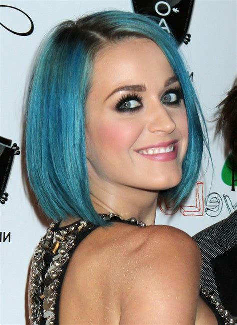 Katy Perry Short Straight Blue Bob Hairstyle Styles Weekly