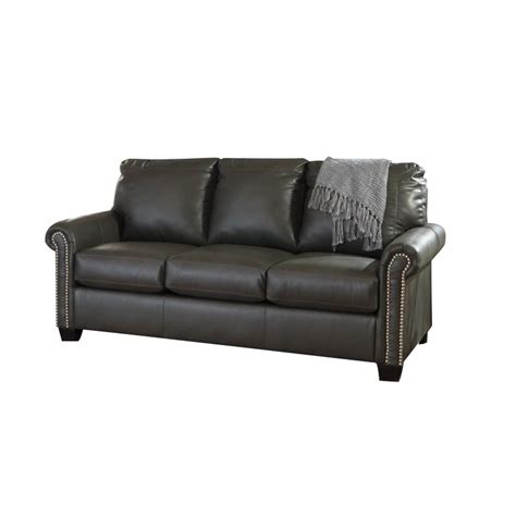 Ashley Lottie Leather Full Sleeper Sofa In Slate 3800136