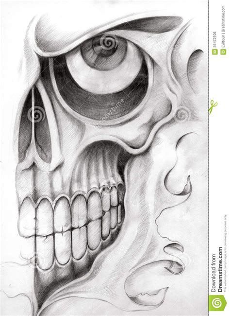 skull art tattoo stock illustration image 56472106 skull art tattoo skull art drawing