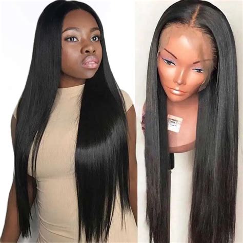 180 Density Lace Front Human Hair Wigs For Black Women Preplucked Long