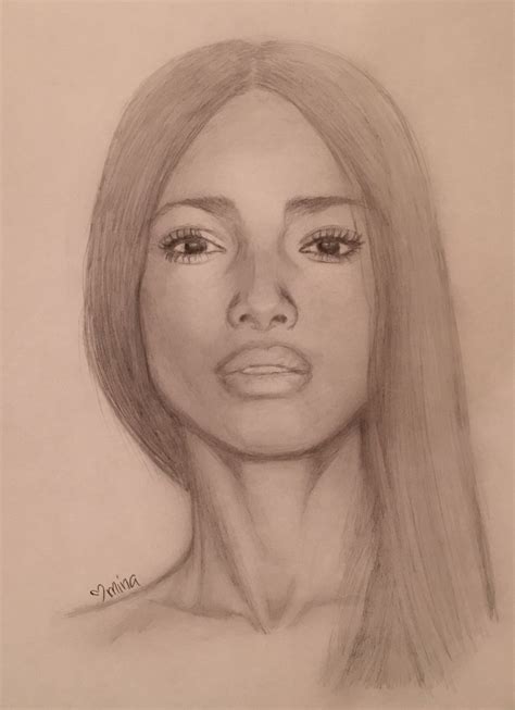 Pencil Portrait Graphite Drawing Sketch Beautiful Black Woman Pencil