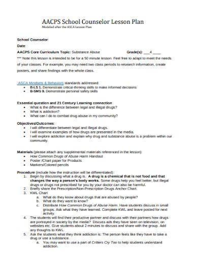 11 School Counselor Lesson Plan Templates In Pdf Word