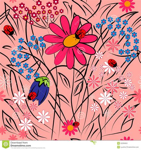 Vector seamless monochrome floral pattern. Floral Spring Seamless Pattern. Season Stock Vector ...