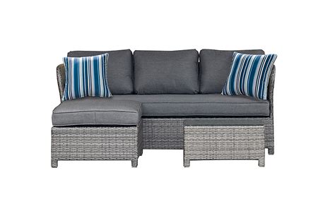 hampton bay napa 3 piece wicker patio sectional seating set with grey cushions the home depot
