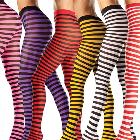 horizontal striped tights pantyhose opaque costume festival rave dance bw517 pantyhose and tights