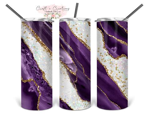 Purple And Gold Agate Milky Way Faux Glitter 20oz Tumbler Etsy
