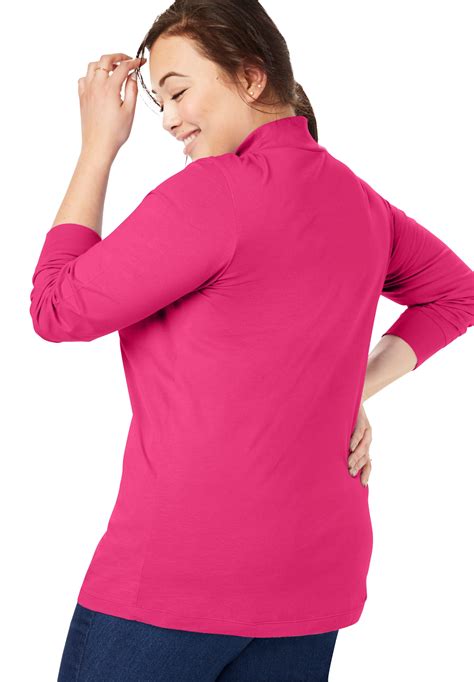 woman within plus size perfect long sleeve mockneck tee shirt ebay
