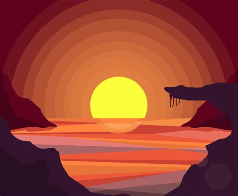 Sunset Background And Sea Vector Vector Art And Graphics