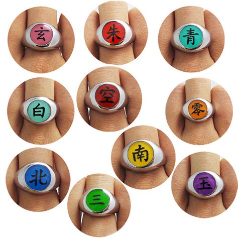 10pcs Naruto Rings Akatsuki Ring Set Sasori Itachi Hidan Deidara Modelo