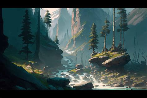 Artstation Mountain River 001