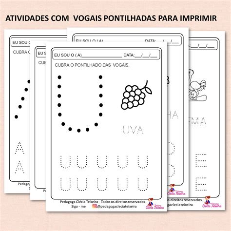 Atividades Com Vogais Pontilhadas Para Imprimir Clécia Teixeira