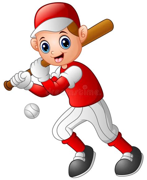 Kid Boy Playing Baseball Cartoon Stock Vector Illustration Of