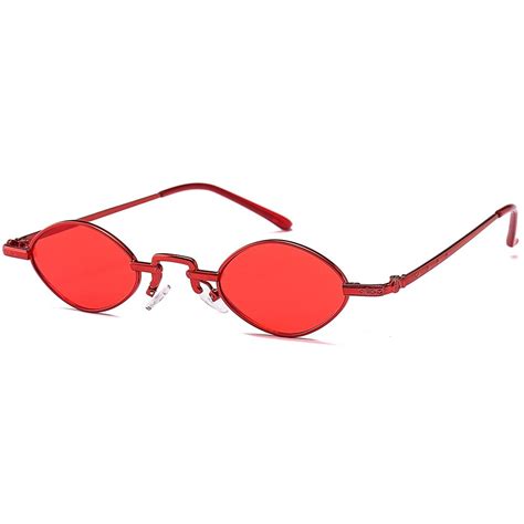red small retro oval sunglasses women 2018 metal frame yellow red lens round vintage sun glasses