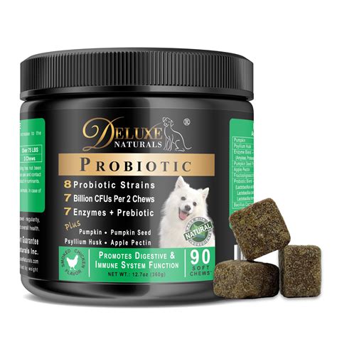 Deluxe Naturals Probiotics For Dogs Soft Chews With Enzymes Promotes