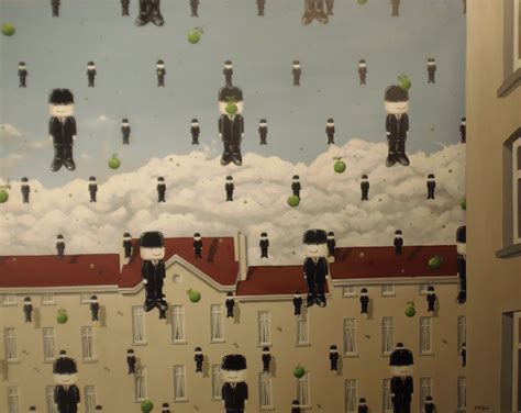 Magritte Painted Business Men Floating In The Sky In A Painting