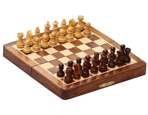 You can also play online with friends and other players worldwide or just sit. BKRAFT4U Handmade Wooden Rosewood Foldable Magnetic Chess Game Board with Storage Slots, 7 Inch ...
