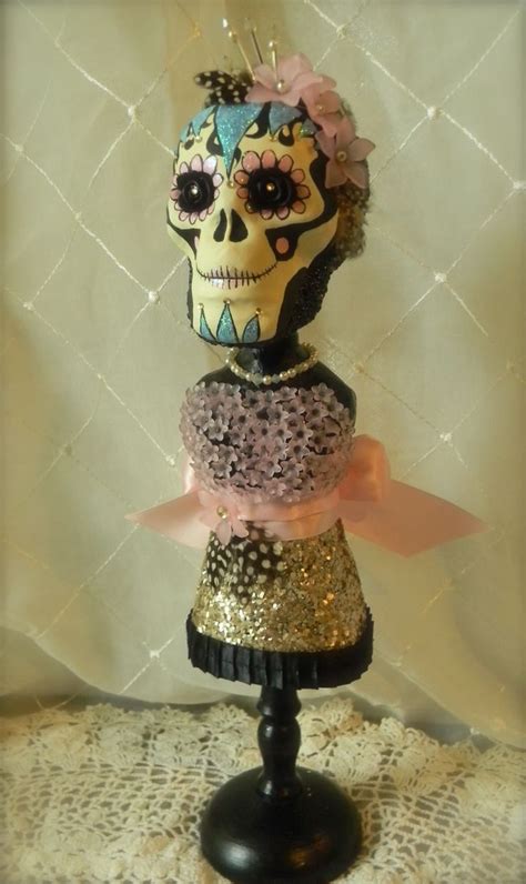 Sugar Skull Made With Styrofoam And Paper Mache Base Acrylic Paint