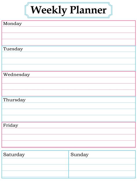 Free Weekly Planner Template Inspirational Weekly Planner Printable