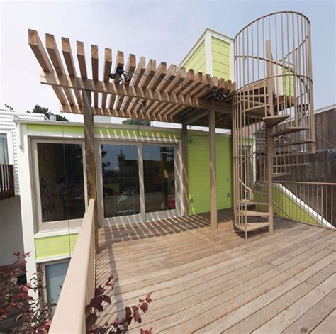 Deck With Spiral Stairs Up To Observation Deck Contemporary Porch