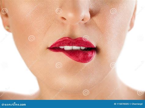 Woman Bite Her Lips Seductive Lips Stock Image Image Of Desire