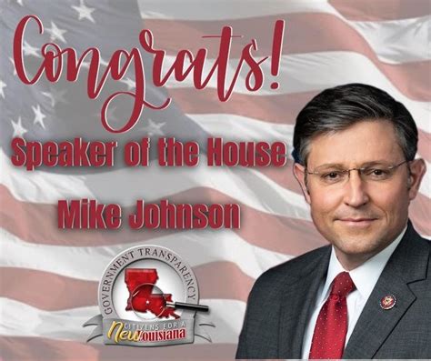 Congratulations Congressman Mike Johnson R Newacadiana