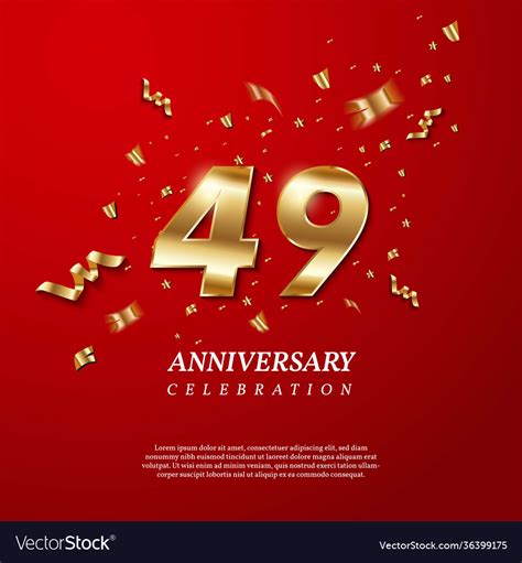 49th Anniversary Celebration Golden Number 49 Vector Image