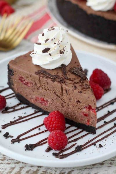 My sister and i love white chocolate raspberry cheesecake. No-Bake Chocolate Raspberry Cheesecake Recipe - Food Fanatic
