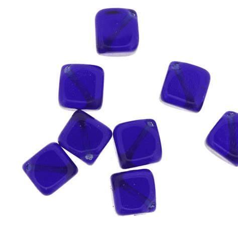 Dark Blue Glass Cube Bead