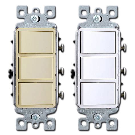 White 3 Stacked Switch With 3 Single Pole Rockers