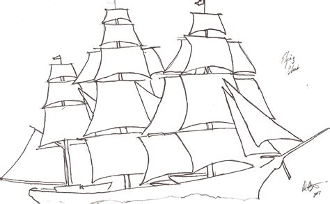 Sailing Ship Line Drawing At Getdrawings Free Download